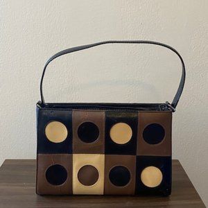 1960's Retro Small Leather Polka Dot Satchel